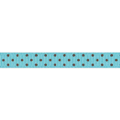 Ribbon - Swiss Dot Grosgrain - 794038 - C06 - 3/8" - Aqua/Brown