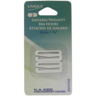 Unique - Lingerie/ Swimsuit Bra Hooks - 3044702 - White - 19mm/ 3/4In