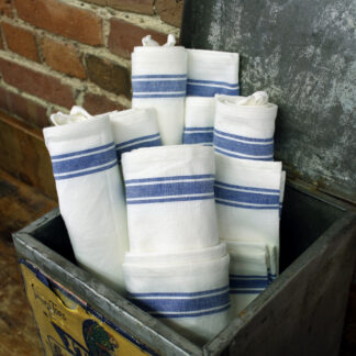 Hemmed Tea Towel  - Blue Stripe 18x28  - Colonial Patterns