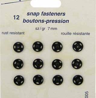 Notions - Snap Fasteners - Black - 7mm - 12 sets - Unique