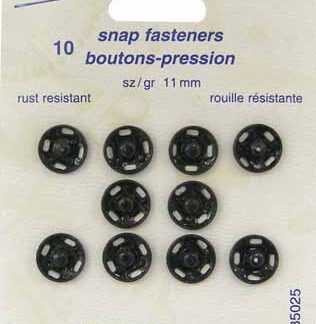 Notions - Snap Fasteners - Black - 11mm - 10 sets - Unique