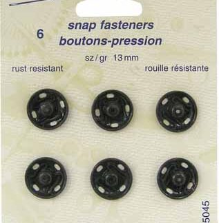 Notions - Snap Fasteners - Black - 13mm - 6 sets - Unique