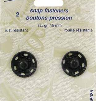 Notions - Snap Fasteners - Black - 18mm - 2 sets - Unique