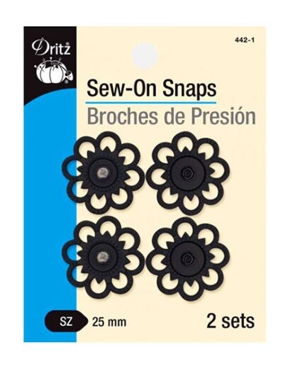 Notions - Sew-on Snap Fasteners - Flower - Plastic - 25mm - Blac