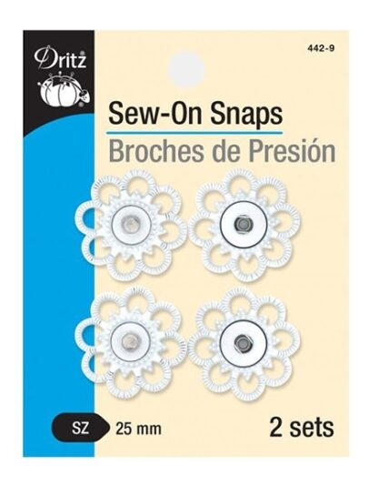 Notions - Sew-on Snap Fasteners - Flower - Plastic - 25mm - Whit