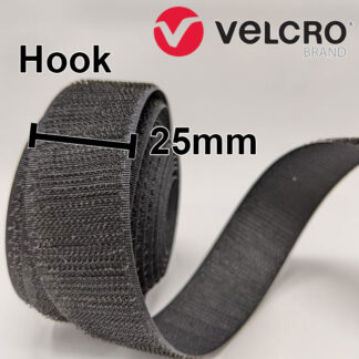 Velcro - Fasteners Hook - Sew On - Black - 25mm - Per Metre