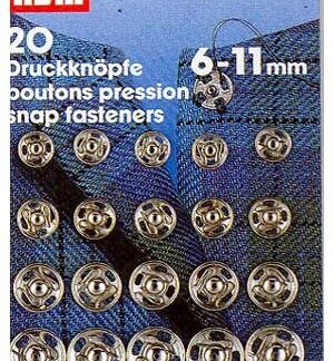 Notions - Sew-on Snap Fasteners - Silver coloured - 6-11mm - 20