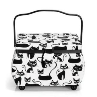 Sewing Basket - Medium - Modern Cat Print