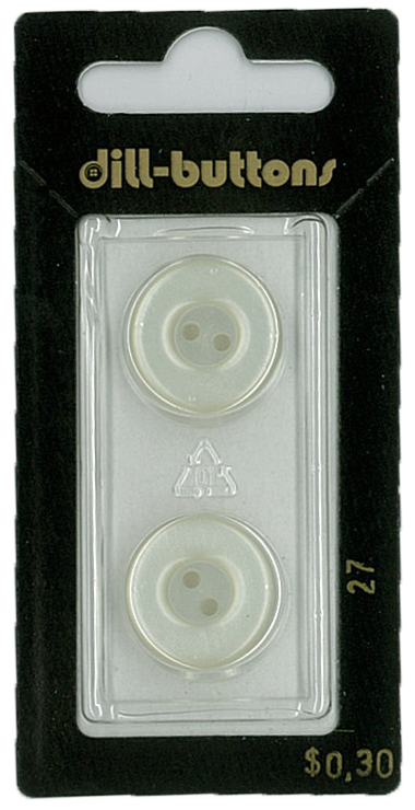 Button - 0027 - 25 mm - White - by Dill Buttons of America