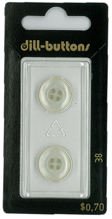 Button - 0038 - 15 mm - White - by Dill Buttons of America
