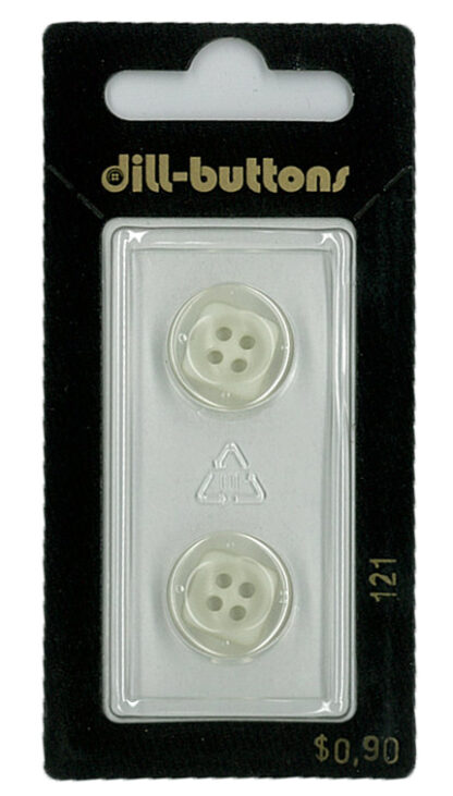 Button - 0121 - 10 mm - White - by Dill Buttons of America