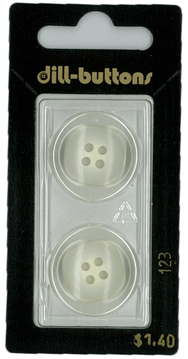 Button - 0123 - 11 mm - White - by Dill Buttons of America