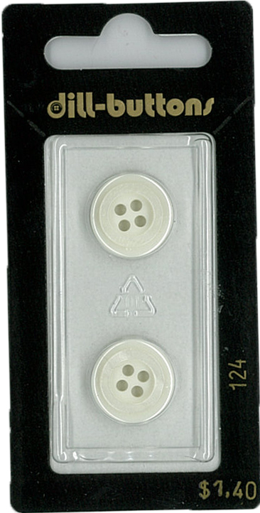Button - 0124 - 15 mm - White - by Dill Buttons of America