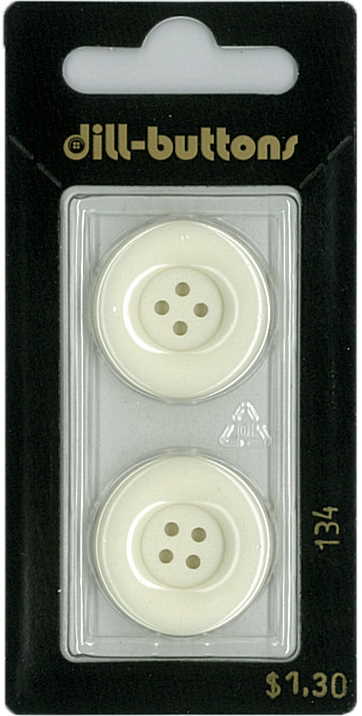Button - 0134 - 23 mm - White - by Dill Buttons of America