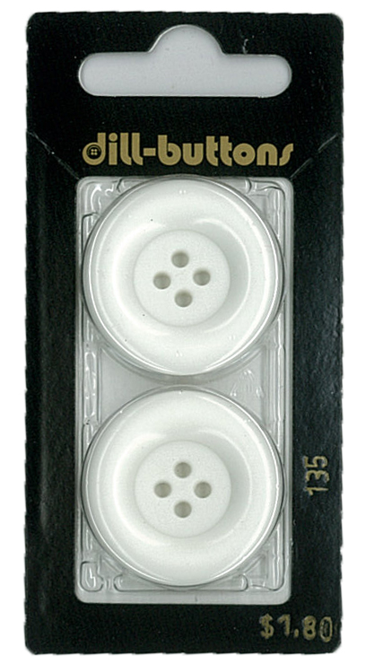Button - 0135 - 28 mm - White - by Dill Buttons of America