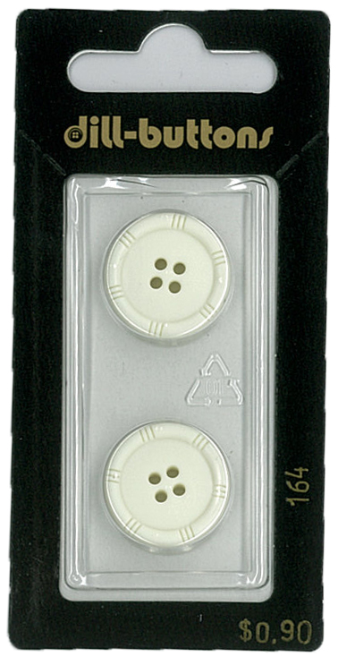 Button - 0164 - 18 mm - White - by Dill Buttons of America