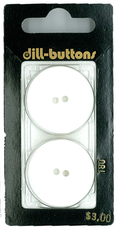 Button - 0180 - 28 mm - White - by Dill Buttons of America