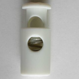 Button - 0204 - 28 mm - White cord stopper - by Dill Buttons of