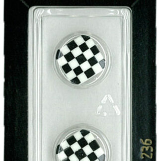 Button - 0236 - 15 mm - White - Checkerboard - by Dill Buttons o