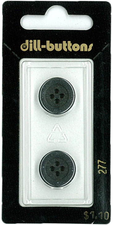 Button - 0277 - 15 mm - Black - by Dill Buttons of America