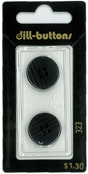 Button - 0323 - 18 mm - Black - by Dill Buttons of America
