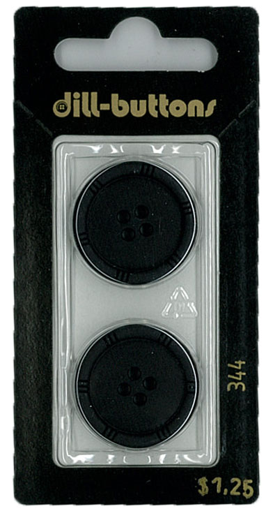Button - 0344 - 23 mm - Black - Matt - by Dill Buttons of Americ