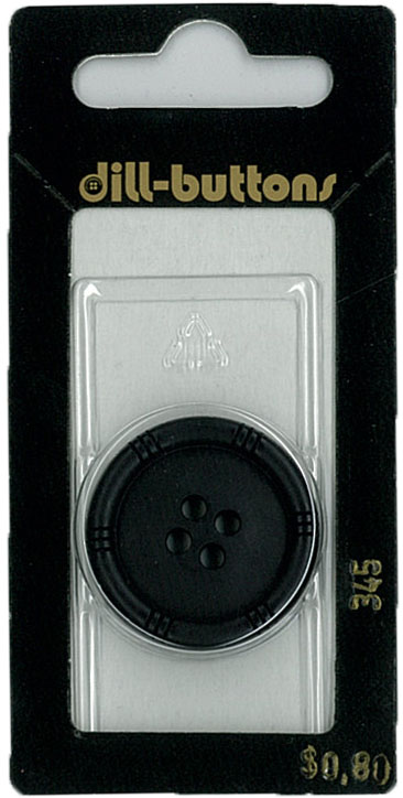 Button - 0345 - 28 mm - Black - Matt - by Dill Buttons of Americ