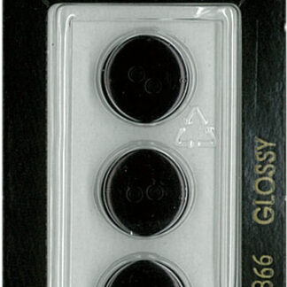 Button - 0366 - 14 mm - Black - Glossy - by Dill Buttons of Amer