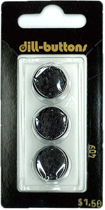 Button - 0409 - 15 mm - Black - by Dill Buttons of America