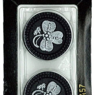 Button - 0457 - 25 mm - Black with silver clover - by Dill Butto