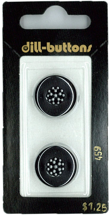 Button - 0459 - 18 mm - Black with silver - by Dill Buttons of A