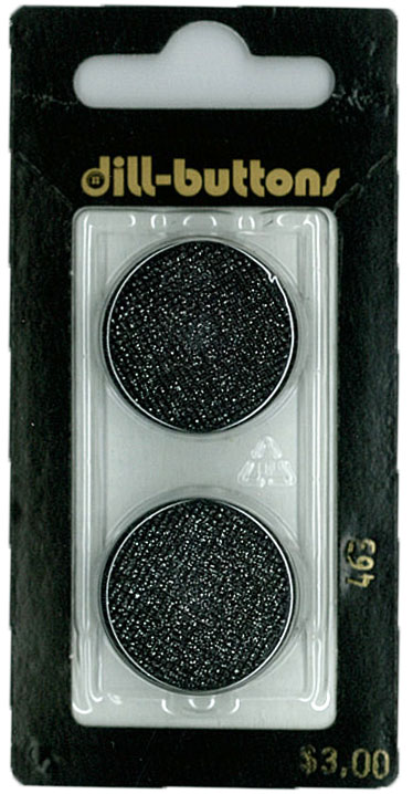 Button - 0463 - 23 mm - Black with silver - by Dill Buttons of A