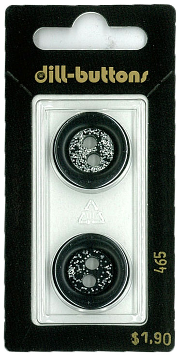 Button - 0465 - 20 mm - Black with silver - by Dill Buttons of A