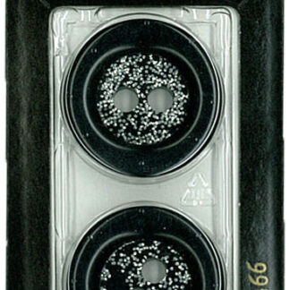 Button - 0466 - 25 mm - Black with silver - by Dill Buttons of A