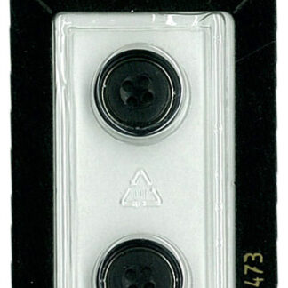 Button - 0473 - 15 mm - Black with silver - by Dill Buttons of A