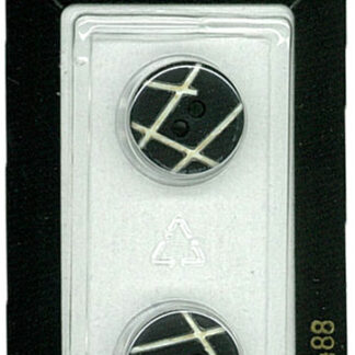 Button - 0488 - 15 mm - Black with white - by Dill Buttons of Am