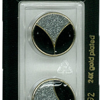 Button - 0492 - 20 mm - Black with gold and silver - by Dill But