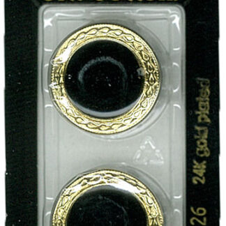 Button - 0526 - 23 mm - Black with gold - 24K gold plated - by D