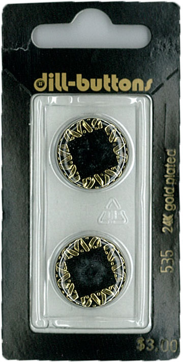 Button - 0535 - 18 mm - Black with gold - 24K gold plated - by D