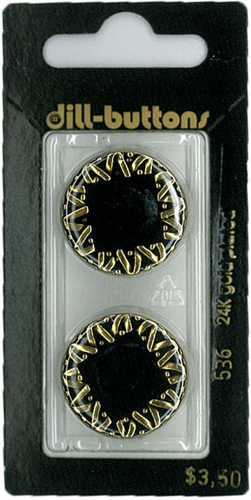 Button - 0536 - 23 mm - Black with gold - 24K gold plated - by D
