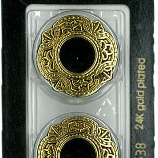 Button - 0538 - 25 mm - Black with gold - 24K gold plated - by D