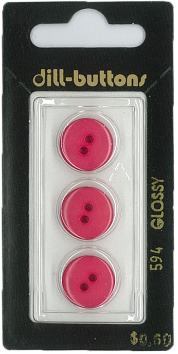 Button - 0594 - 14 mm - Pink - Glossy - by Dill Buttons of Ameri