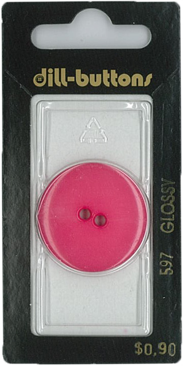 Button - 0597 - 28mm - Pink - Glossy - by Dill Buttons of Americ