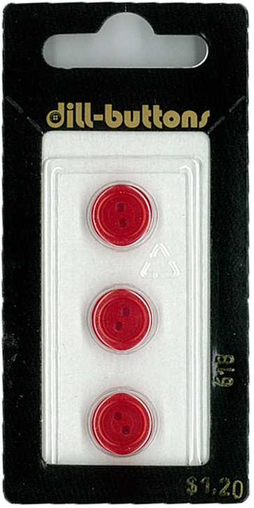 Button - 0618 - 11 mm - Red - by Dill Buttons of America