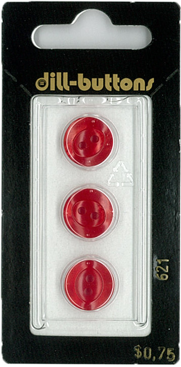 Button - 0621 - 13 mm - Red - by Dill Buttons of America