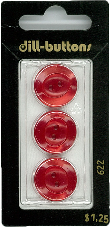 Button - 0622 - 18mm - Red - by Dill Buttons of America