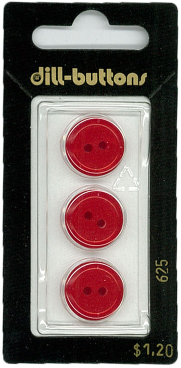 Button - 0625 - 15mm - Red - by Dill Buttons of America