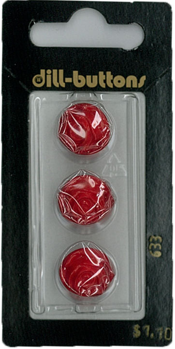 Button - 0633 - 15mm - Red - by Dill Buttons of America