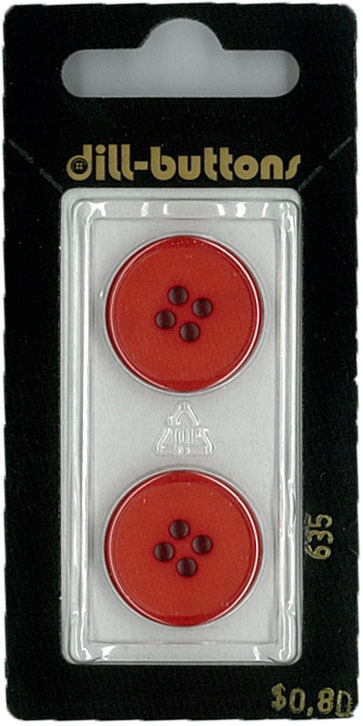 Button - 0635 - 20mm - Red - by Dill Buttons of America