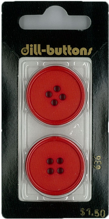 Button - 0636 - 25mm - Red - by Dill Buttons of America